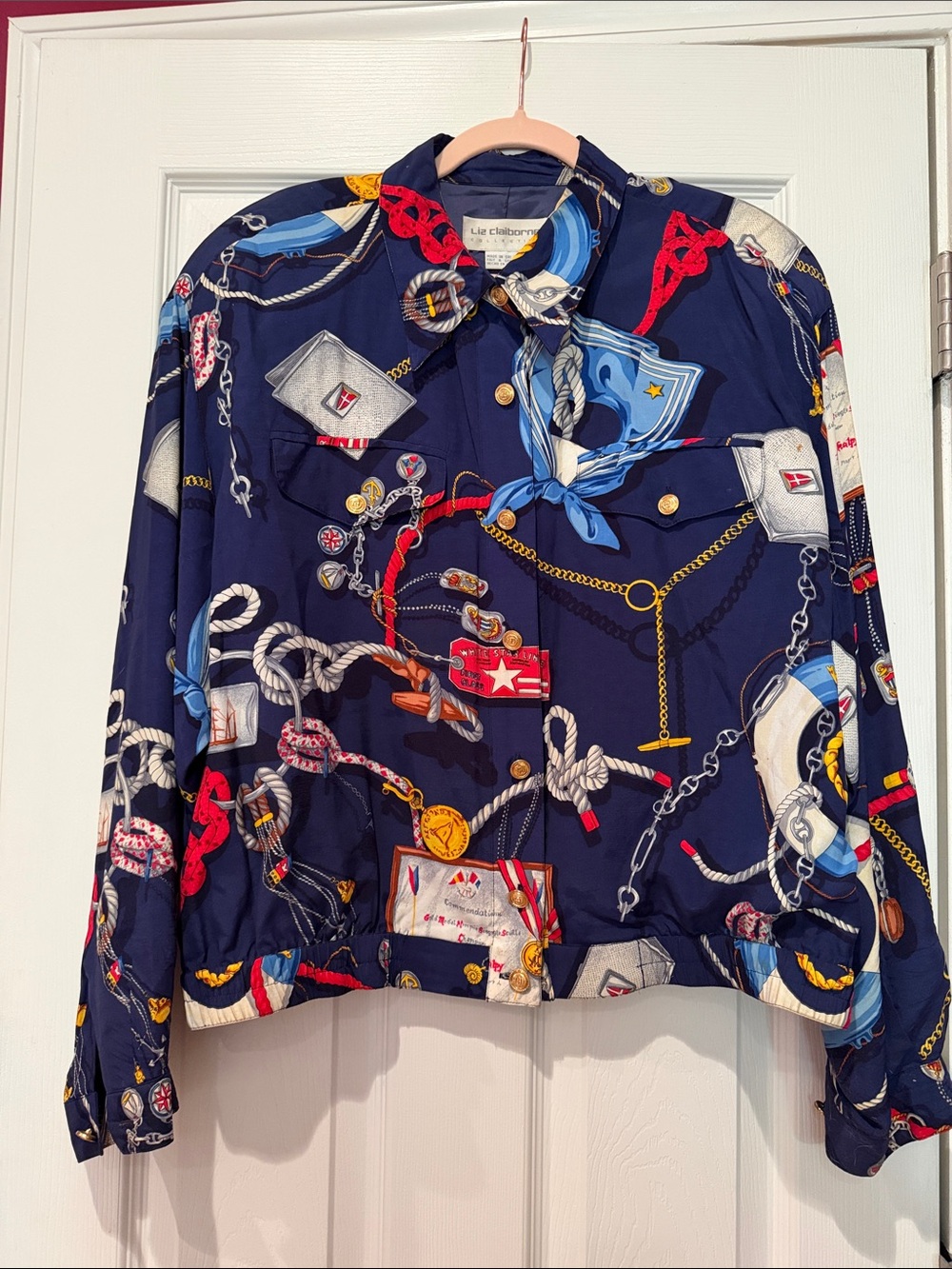 RARE FIND;  Liz Claiborne Vintage 1980’s Nautical Motif Bomber Jacket
